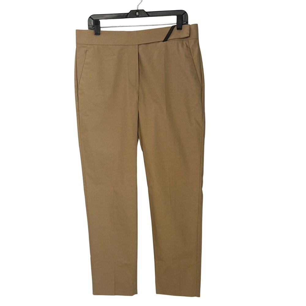 NWT Brunello Cucinelli Tailored Trousers Cashew Tan Beaded Cotton Stretch - 10